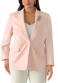 Plus Embellished One Button Lapel Jacket