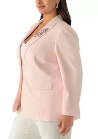 Plus Embellished One Button Lapel Jacket