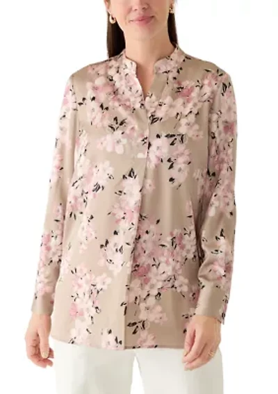 Women's Long Sleeve Pop Over Blouse