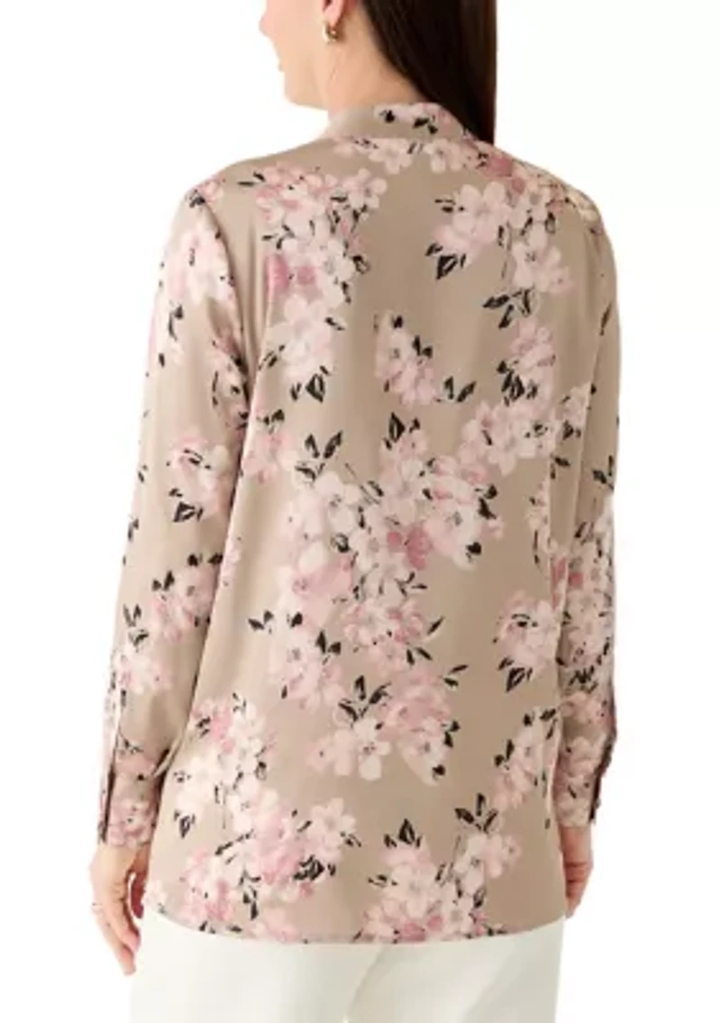 Women's Long Sleeve Pop Over Blouse