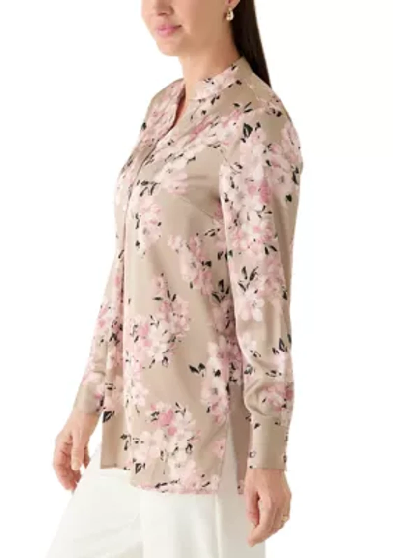 Women's Long Sleeve Pop Over Blouse