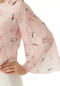 Women's Keyhole Front Blouse with Long Sleeves