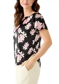 Women's Boat Neck Short Sleeve Printed Top