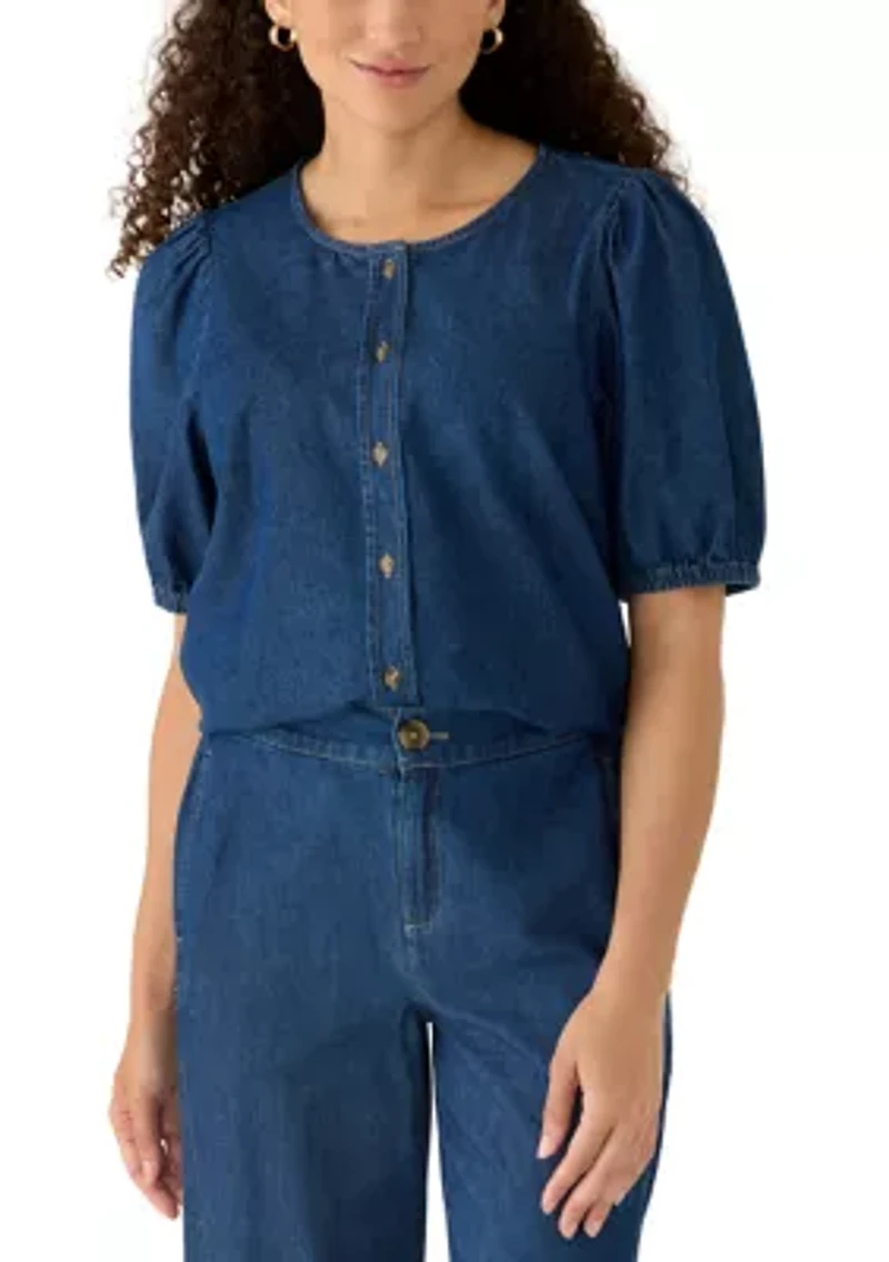 Petite Short Sleeve Gathered Blouse