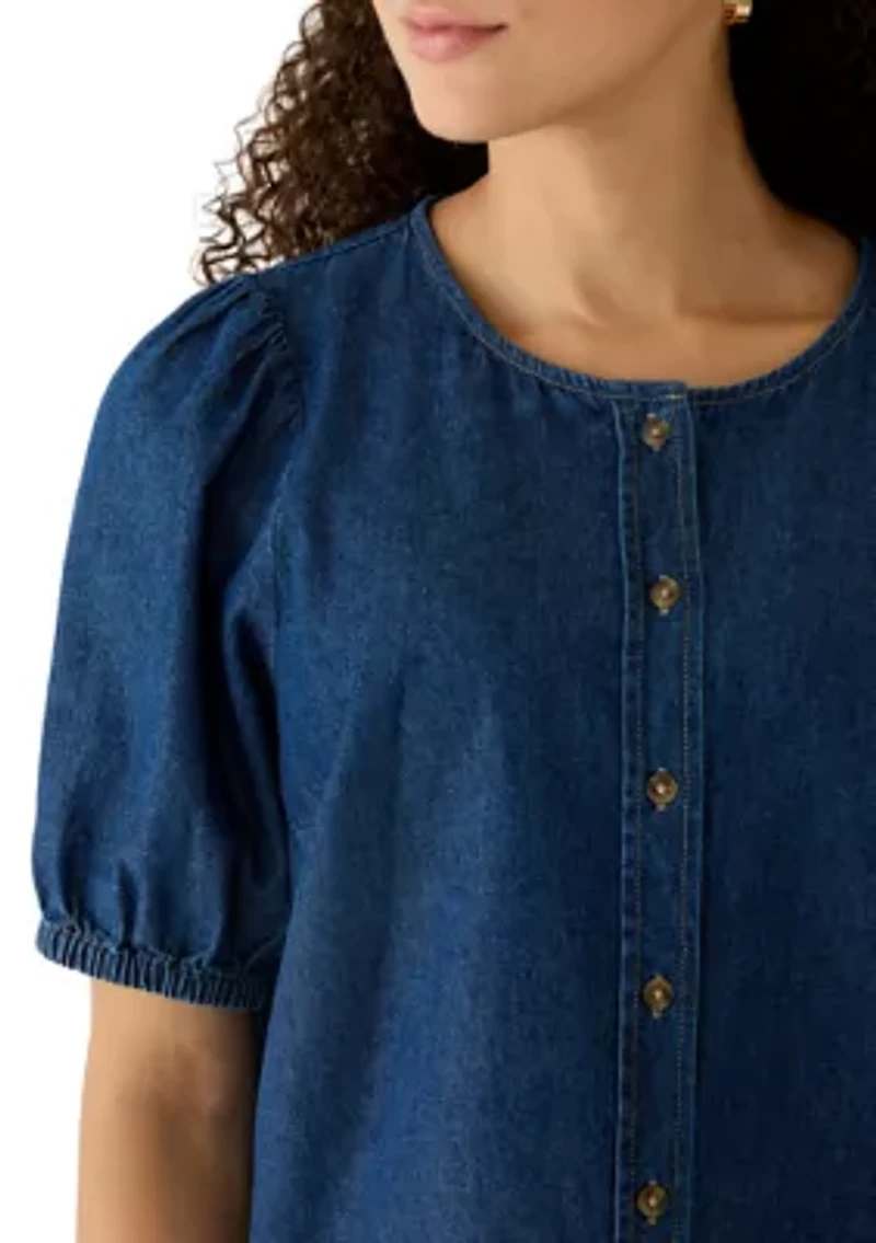 Petite Short Sleeve Gathered Blouse