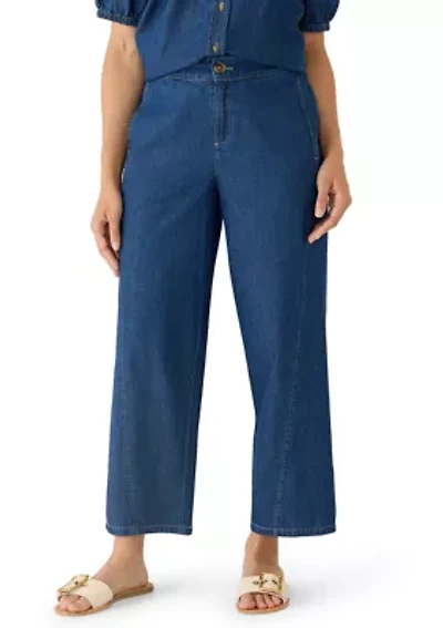 Petite Wide Leg Jeans with Curved Side Seams