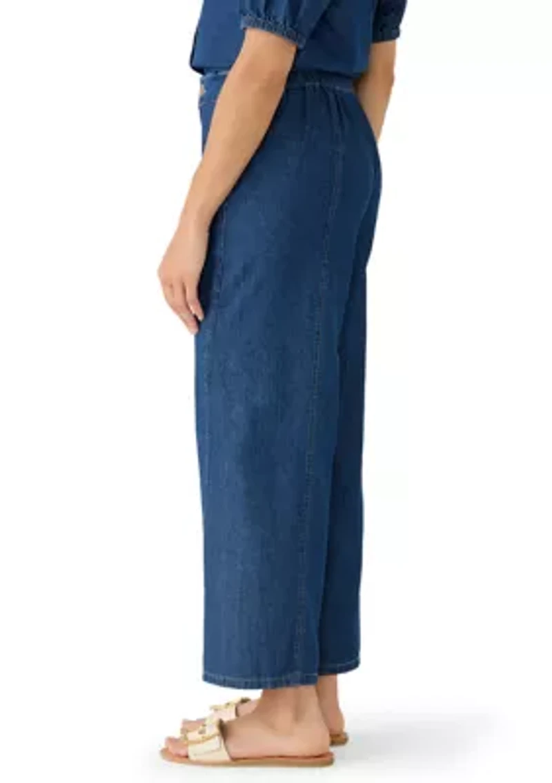 Petite Wide Leg Jeans with Curved Side Seams