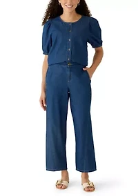 Petite Wide Leg Jeans with Curved Side Seams