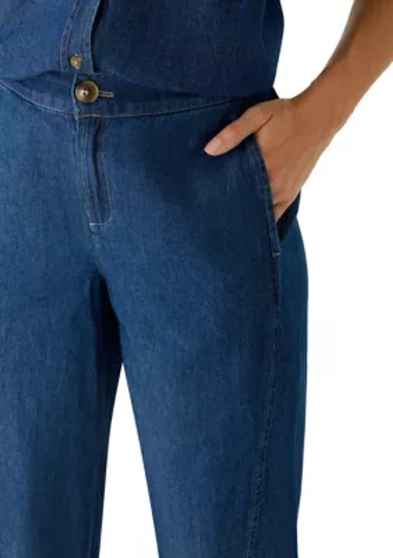 Petite Wide Leg Jeans with Curved Side Seams