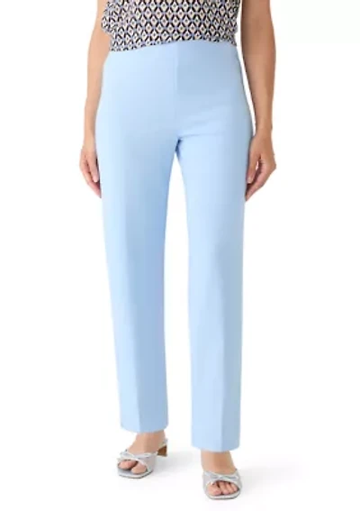 Petite Pull On Hollywood Waist Straight Ankle Pants