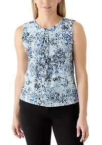 Women's Printed Asymmetrical Pleat Neck Blouse