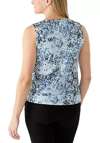 Women's Printed Asymmetrical Pleat Neck Blouse