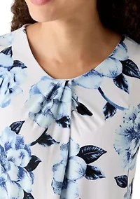 Petite Sleeveless Asymmetrical Pleated Neck Top