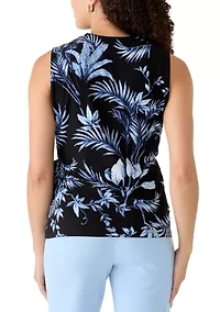 Petite Sleeveless Wrap Printed Top