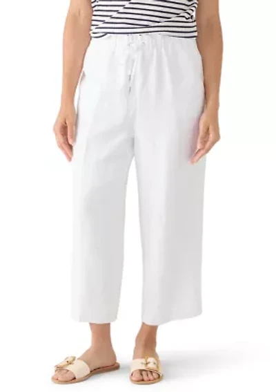 Petite Pull On Drawstring Lined Wide Leg Cropped Pants