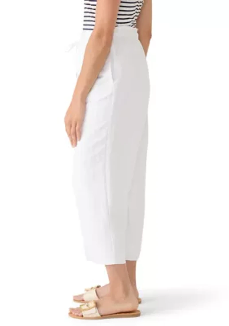 Petite Pull On Drawstring Lined Wide Leg Cropped Pants