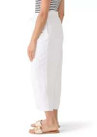 Petite Pull On Drawstring Lined Wide Leg Cropped Pants