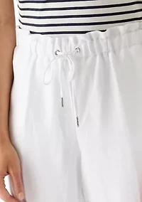 Petite Pull On Drawstring Lined Wide Leg Cropped Pants
