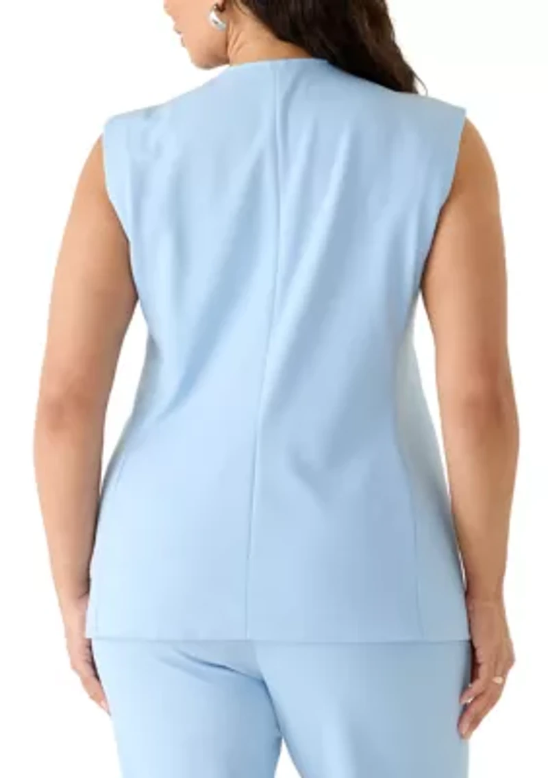 Women's Crepe Sleeveless Vest with Welt Pockets