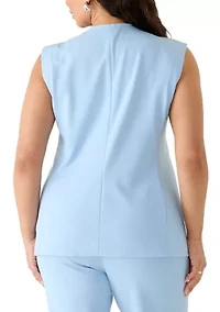 Women's Crepe Sleeveless Vest with Welt Pockets