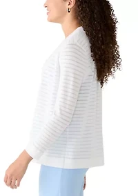 Petite Long Sleeve Sheer White Cardigan