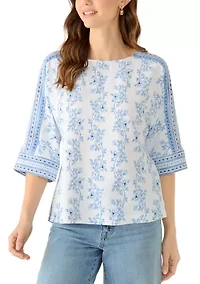 Women's Three-Quarter Sleeve Bateau Neck Top