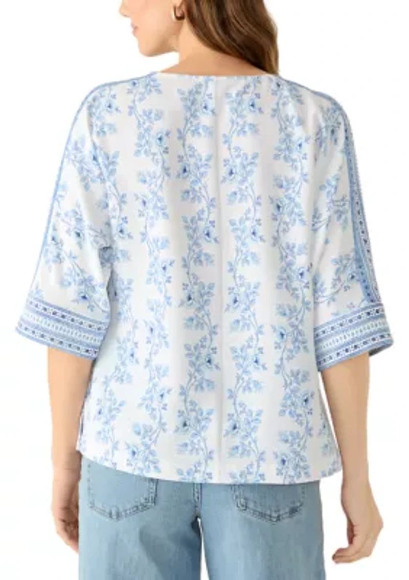 Women's Three-Quarter Sleeve Bateau Neck Top