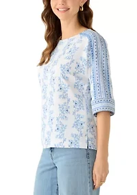 Women's Three-Quarter Sleeve Bateau Neck Top
