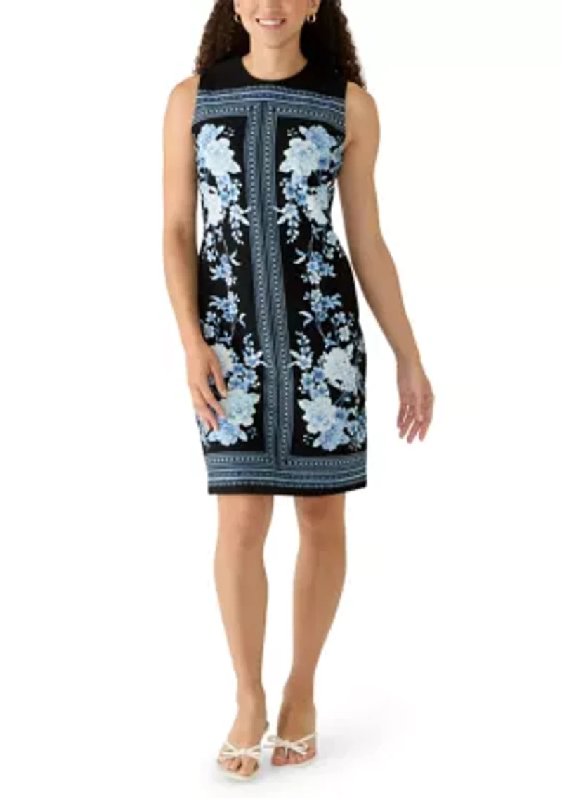 Petite Sleeveless Jewel Neck Sheath Dress