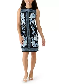 Petite Sleeveless Jewel Neck Sheath Dress