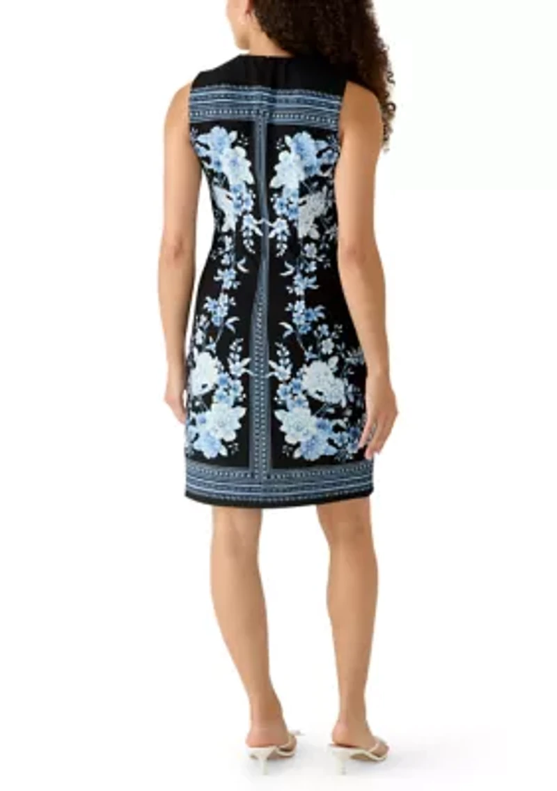 Petite Sleeveless Jewel Neck Sheath Dress
