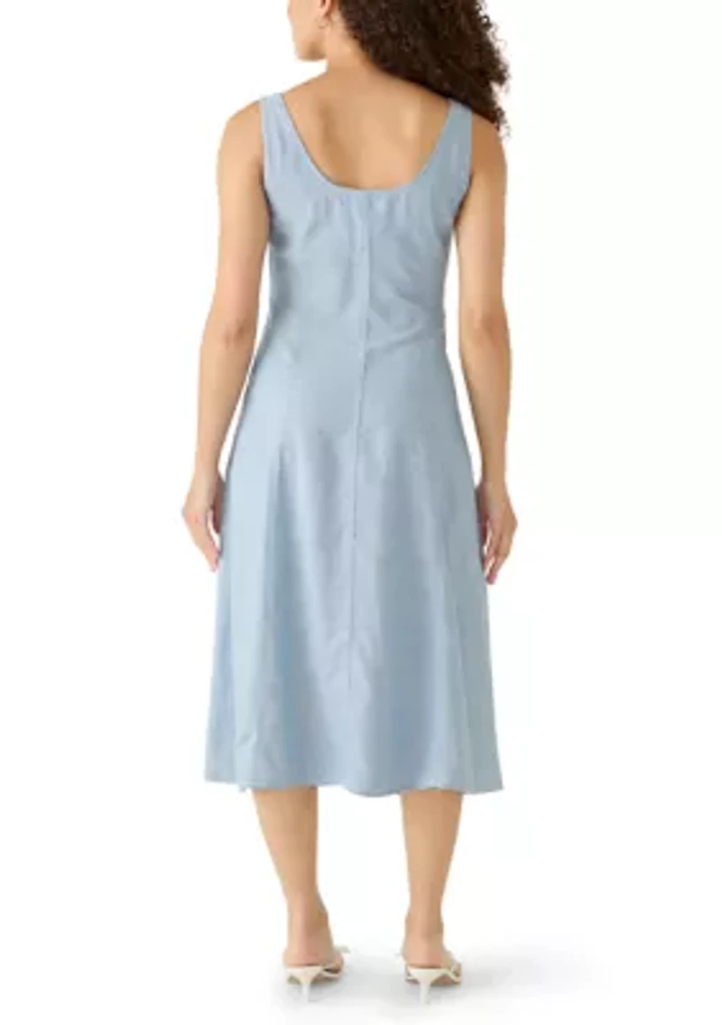 Petite Linen Button Detail Tank Dress
