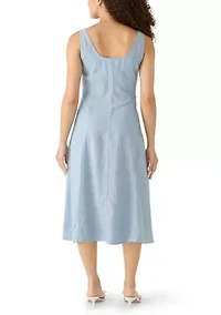 Petite Linen Button Detail Tank Dress