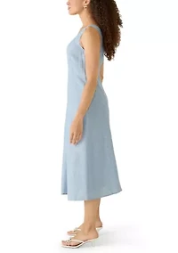 Petite Linen Button Detail Tank Dress