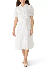 Petite Puff Sleeve Shirtdress
