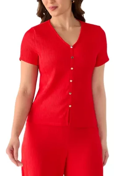 Petite Short Sleeve V-Neck Top
