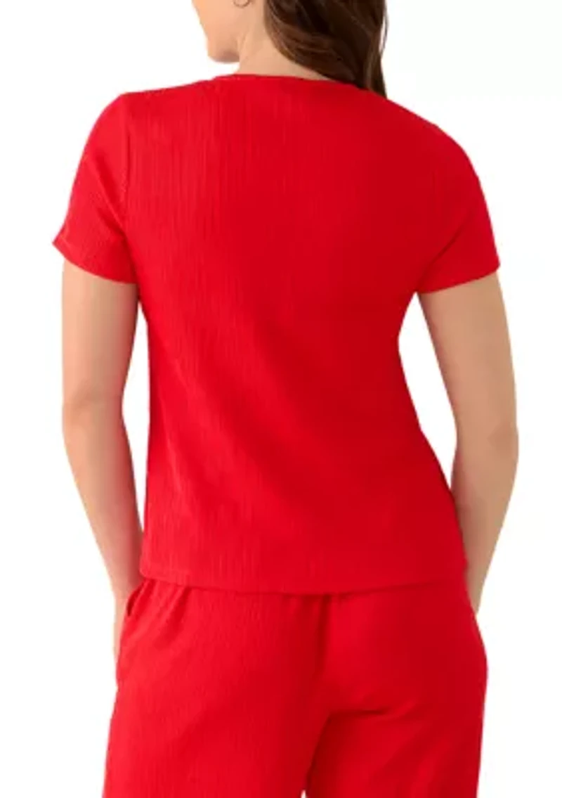 Petite Short Sleeve V-Neck Top