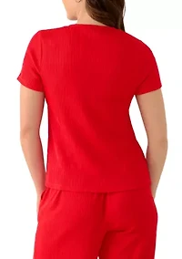 Petite Short Sleeve V-Neck Top