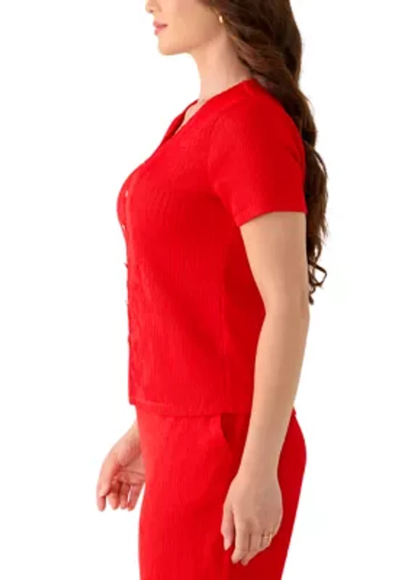 Petite Short Sleeve V-Neck Top