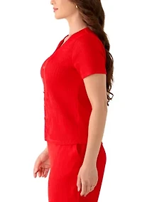 Petite Short Sleeve V-Neck Top