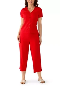 Petite Short Sleeve V-Neck Top