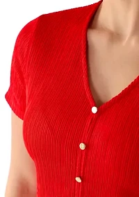 Petite Short Sleeve V-Neck Top