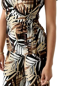 Women's Leopard Print Wrap Dress With Flutter Sleeve