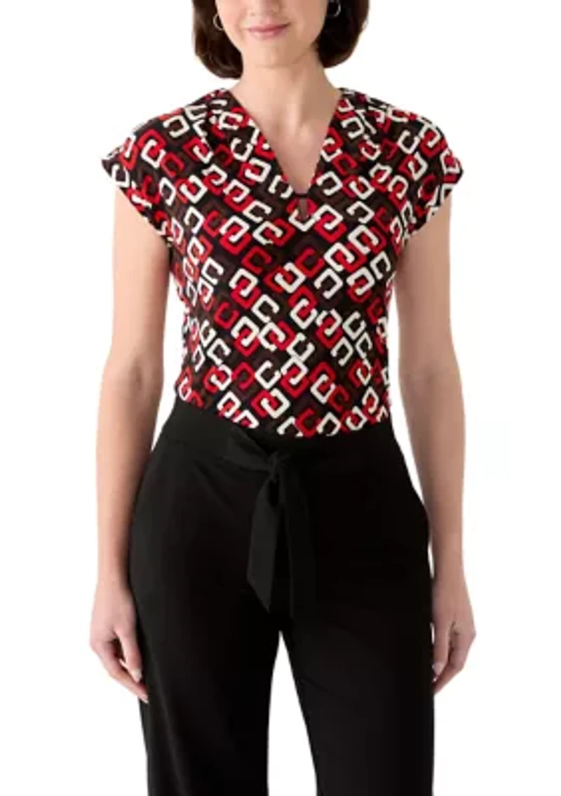 Women's Pleated V-Neck Top