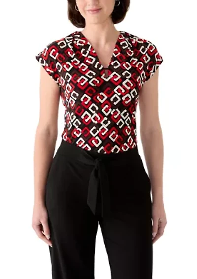 Women's Pleated V-Neck Top