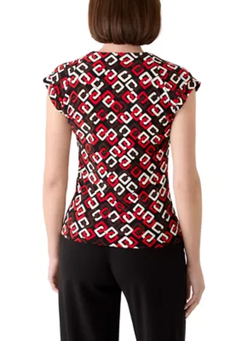 Women's Pleated V-Neck Top