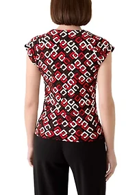 Women's Pleated V-Neck Top
