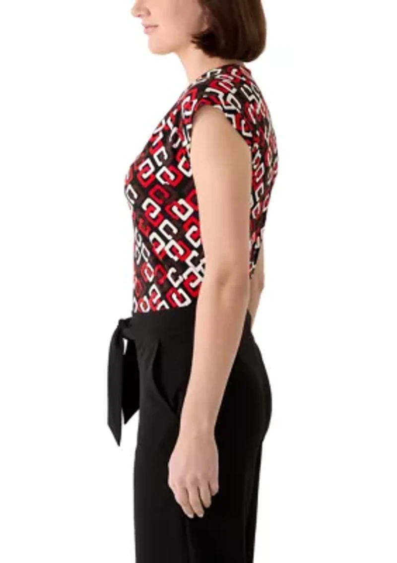 Women's Pleated V-Neck Top