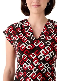 Women's Pleated V-Neck Top