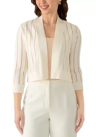Petite Long Sleeve Sheer Striped Shrug